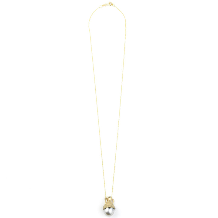 Greek Amphora Pearl Necklace in Gold