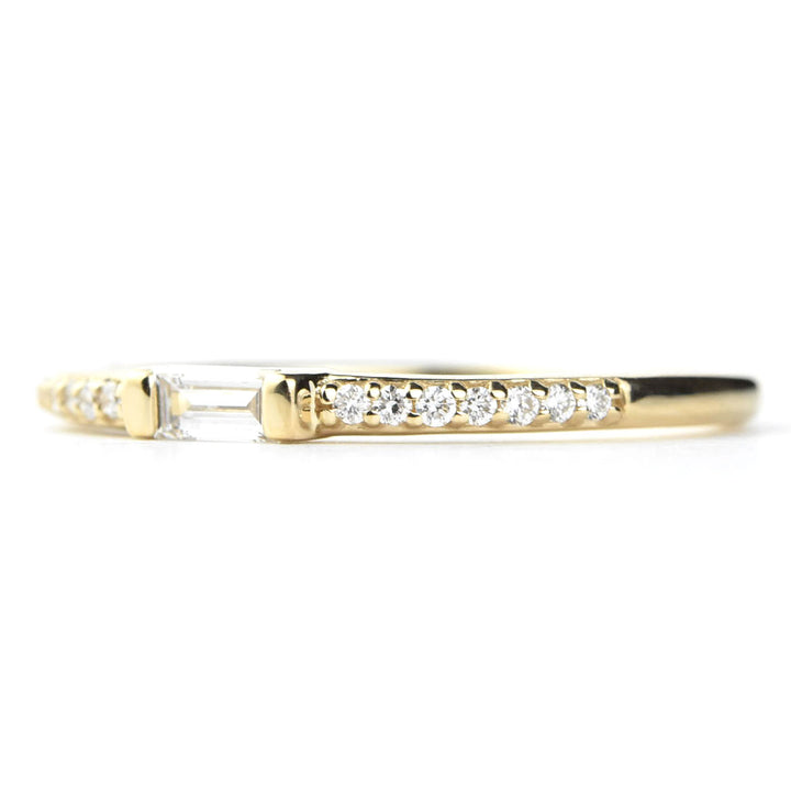 14k Yellow Gold Diamond Band with Baguette Center - Goldmakers Fine Jewelry