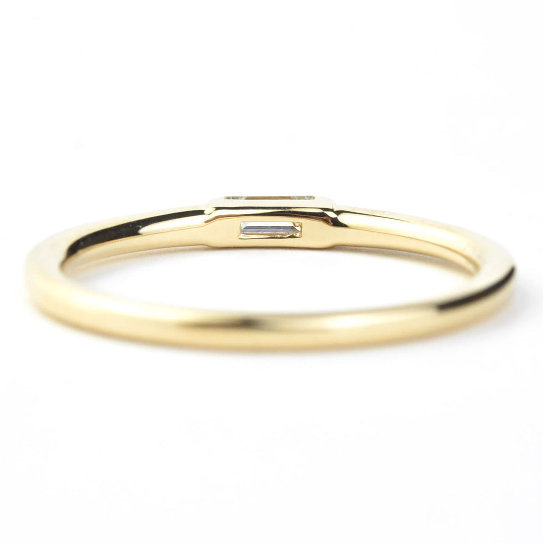 14k Yellow Gold Diamond Band with Baguette Center - Goldmakers Fine Jewelry