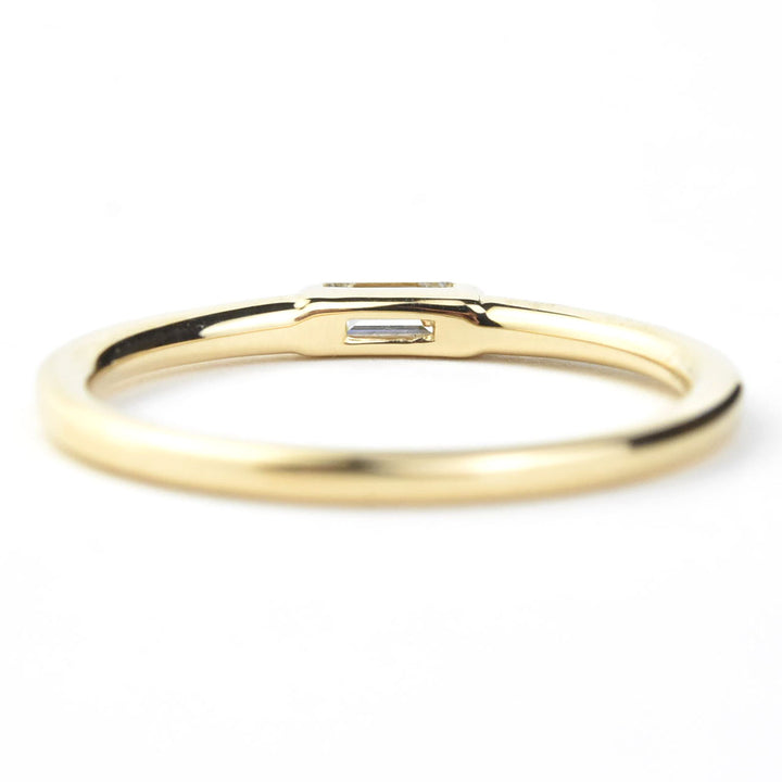 14k Yellow Gold Diamond Band with Baguette Center - Goldmakers Fine Jewelry