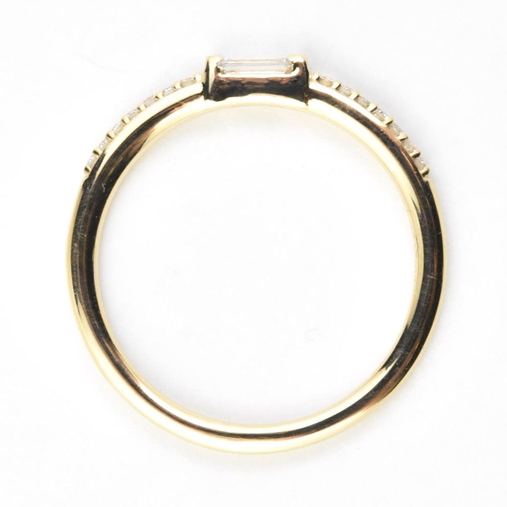 14k Yellow Gold Diamond Band with Baguette Center - Goldmakers Fine Jewelry