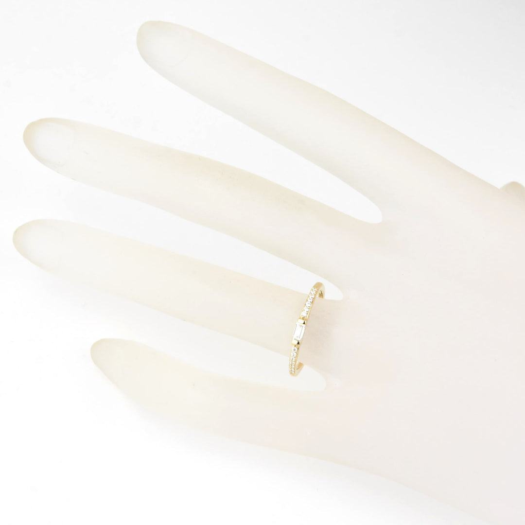 14k Yellow Gold Diamond Band with Baguette Center - Goldmakers Fine Jewelry