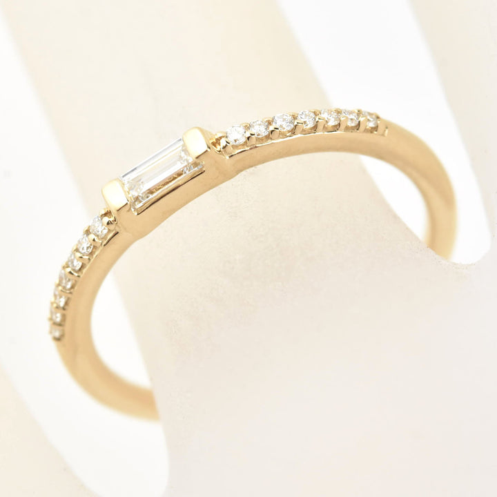 14k Yellow Gold Diamond Band with Baguette Center - Goldmakers Fine Jewelry