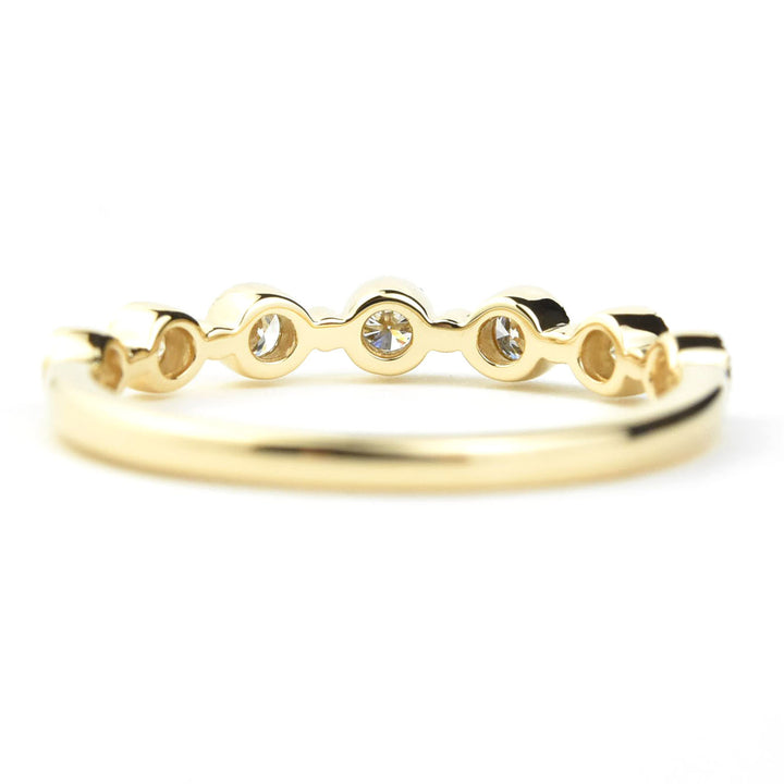 Bezel Set Milgrain Diamond Band in Yellow Gold - Goldmakers Fine Jewelry