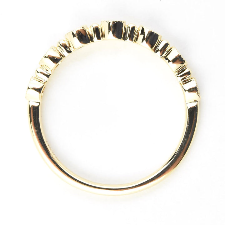 Bezel Set Milgrain Diamond Band in Yellow Gold - Goldmakers Fine Jewelry