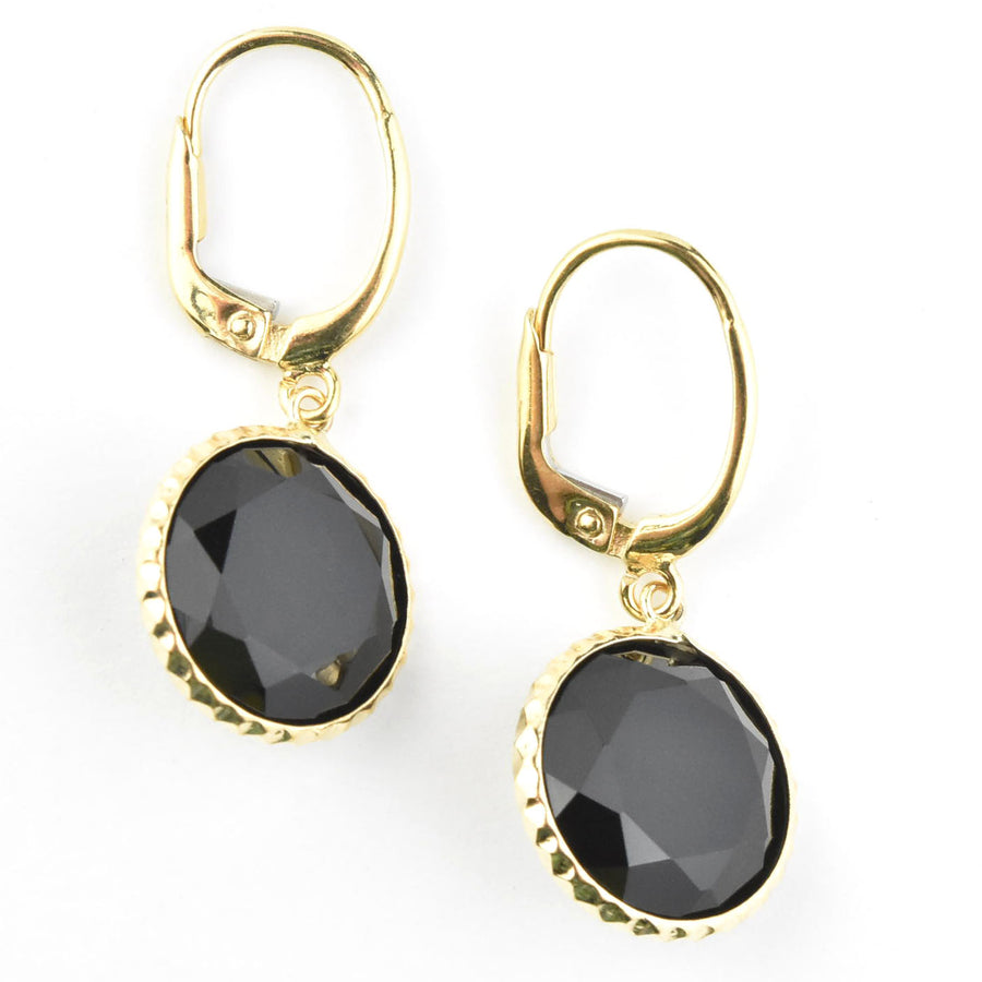 Round Black Onyx Drops in 14k Yellow Gold - Goldmakers Fine Jewelry