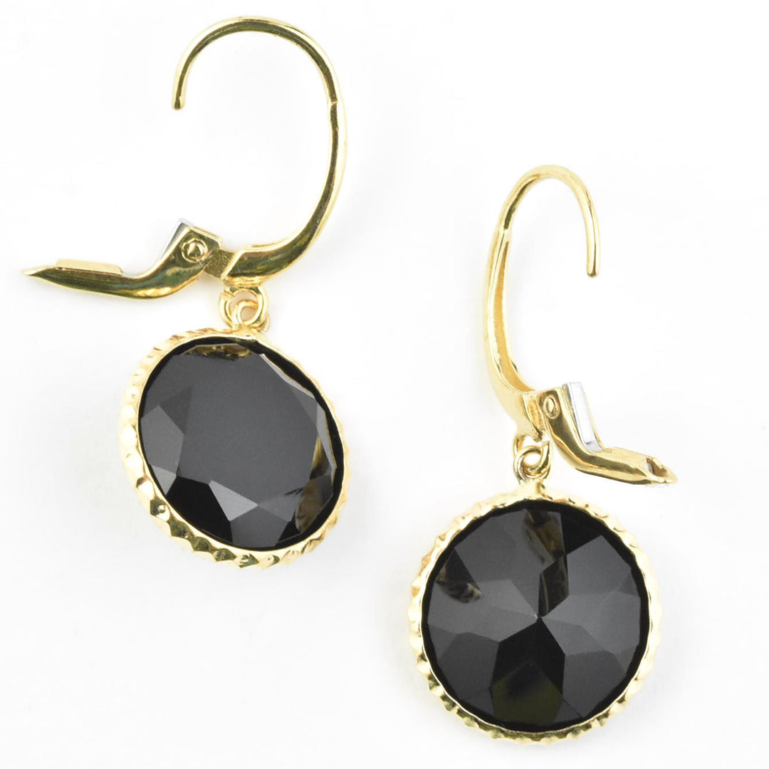 Round Black Onyx Drops in 14k Yellow Gold - Goldmakers Fine Jewelry