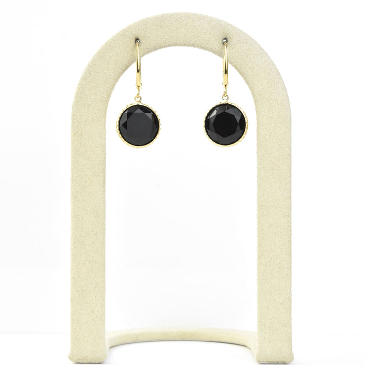 Round Black Onyx Drops in 14k Yellow Gold - Goldmakers Fine Jewelry