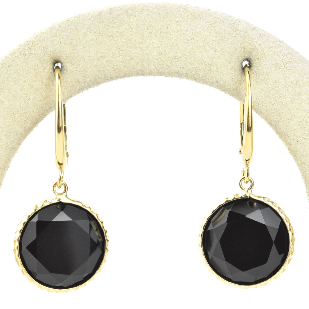 Round Black Onyx Drops in 14k Yellow Gold - Goldmakers Fine Jewelry