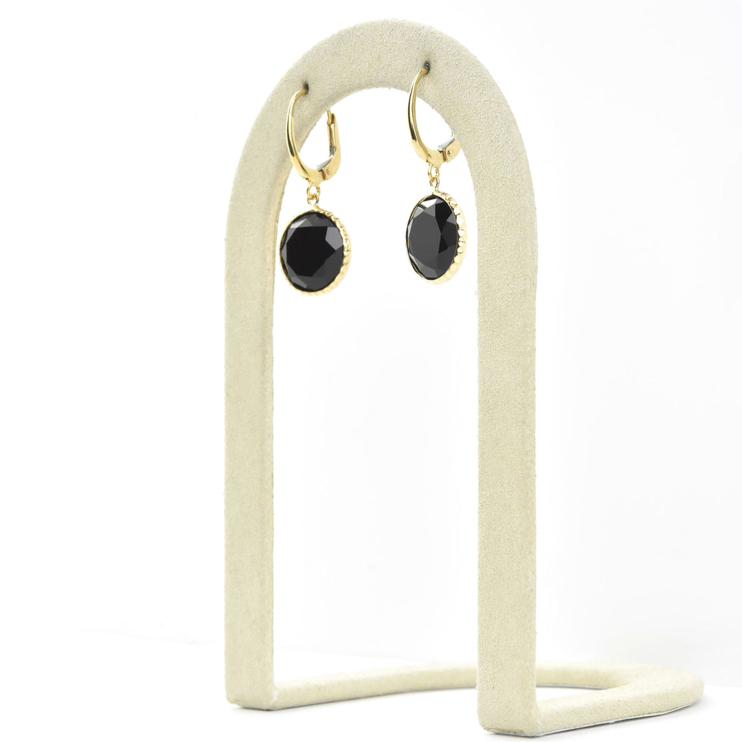 Round Black Onyx Drops in 14k Yellow Gold - Goldmakers Fine Jewelry