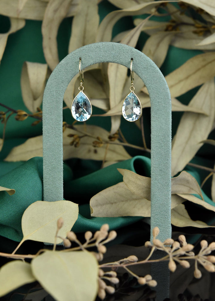 Teardrop Gemstone Earrings in 14k Yellow Gold