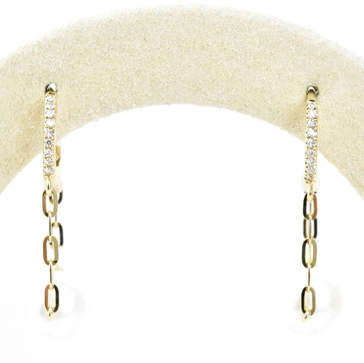 Pearl and Chain Huggie Hoops