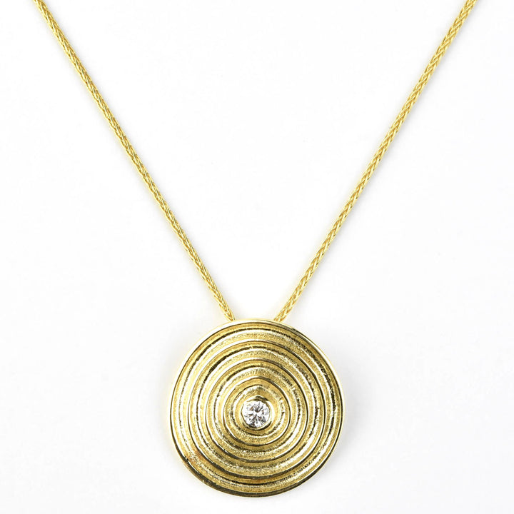 Circle Swirl Diamond Necklace in 14k Yellow Gold