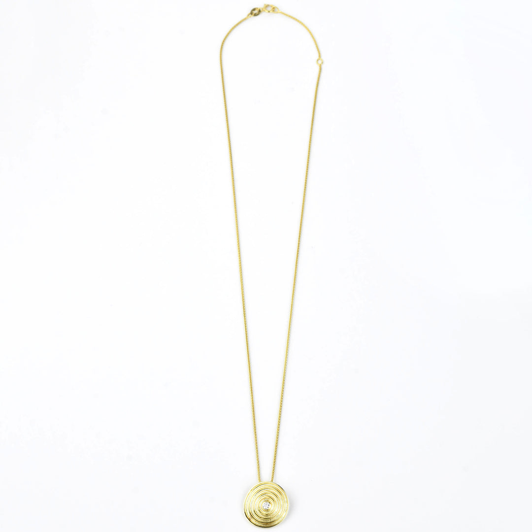 Circle Swirl Diamond Necklace in 14k Yellow Gold