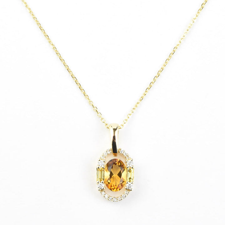 14k Yellow Gold Citrine, Yellow Sapphire and Diamond Necklace - Goldmakers Fine Jewelry