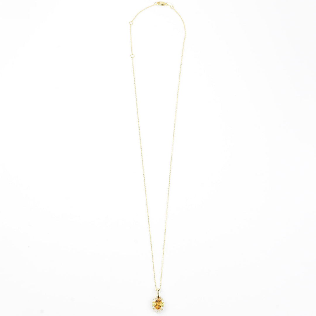 14k Yellow Gold Citrine, Yellow Sapphire and Diamond Necklace - Goldmakers Fine Jewelry
