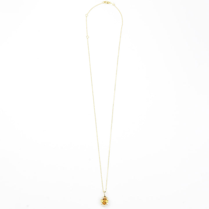 14k Yellow Gold Citrine, Yellow Sapphire and Diamond Necklace - Goldmakers Fine Jewelry