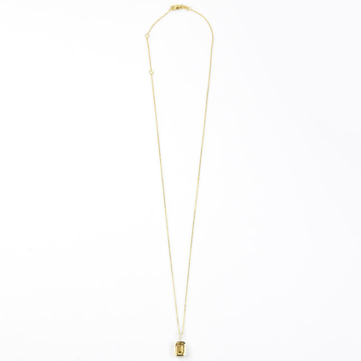 Emerald-Cut Citrine Necklace in 14k Yellow Gold