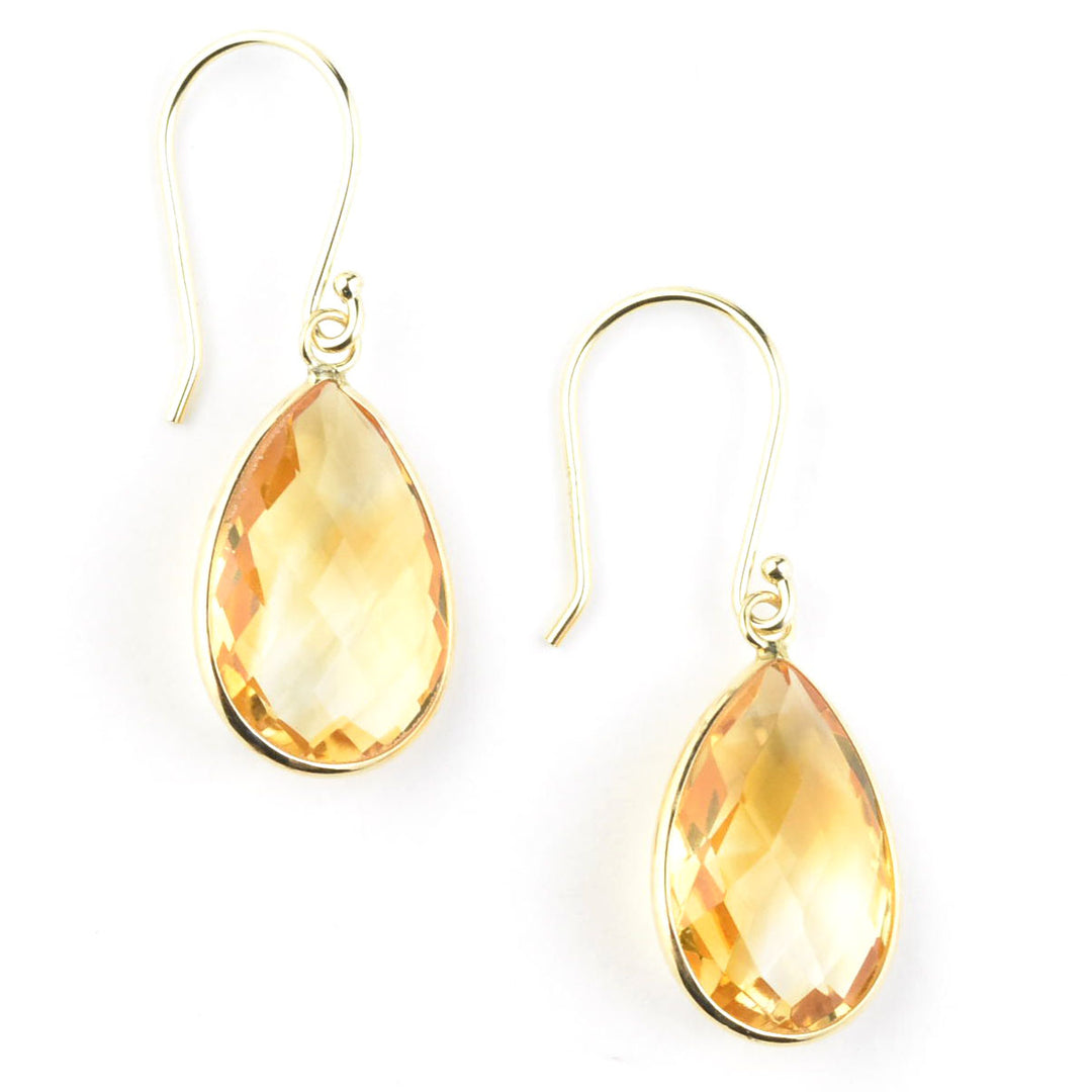 Teardrop Gemstone Earrings in 14k Yellow Gold