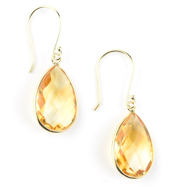 Teardrop Gemstone Earrings in 14k Yellow Gold