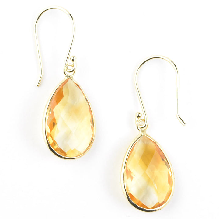 Teardrop Gemstone Earrings in 14k Yellow Gold