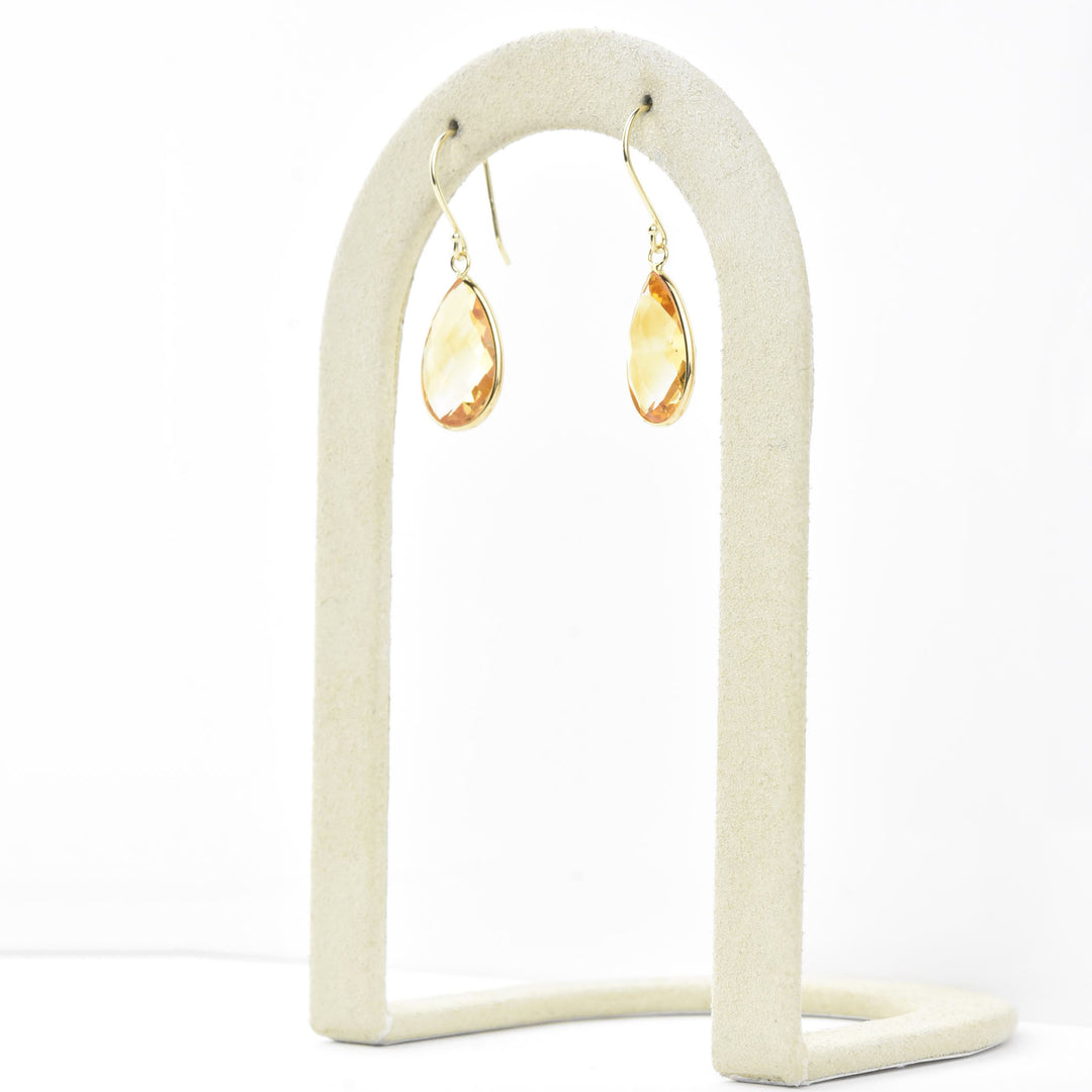Teardrop Gemstone Earrings in 14k Yellow Gold