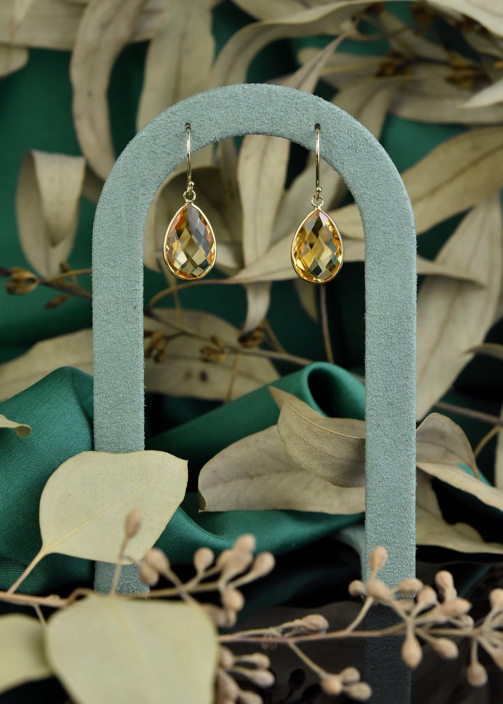 Teardrop Gemstone Earrings in 14k Yellow Gold