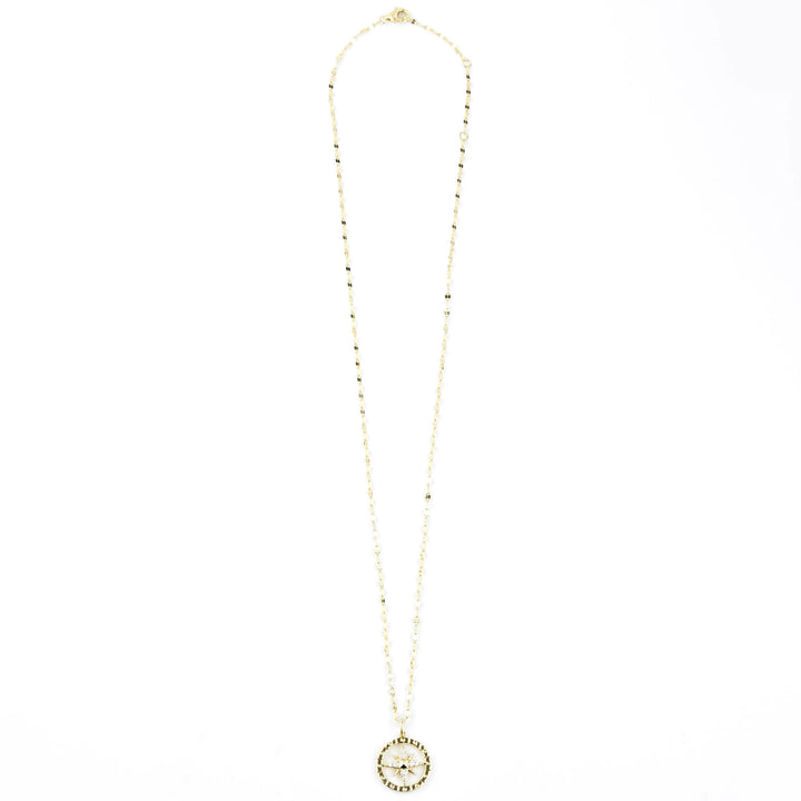 14k Yellow Gold Diamond Compass Necklace - Goldmakers Fine Jewelry