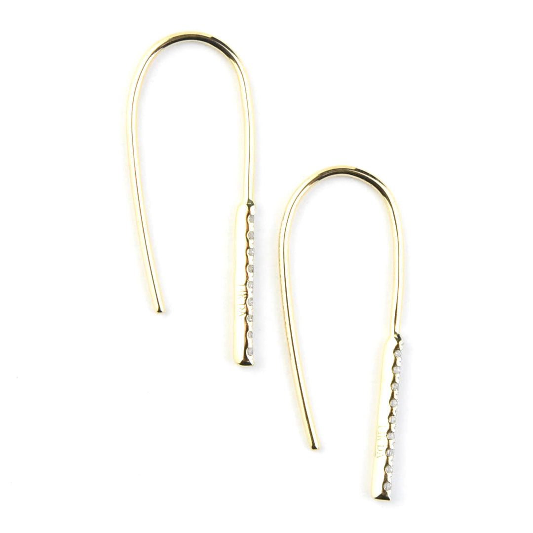 Minimalist Diamond Bar Drop Earrings in 14k Yellow Gold - Goldmakers Fine Jewelry