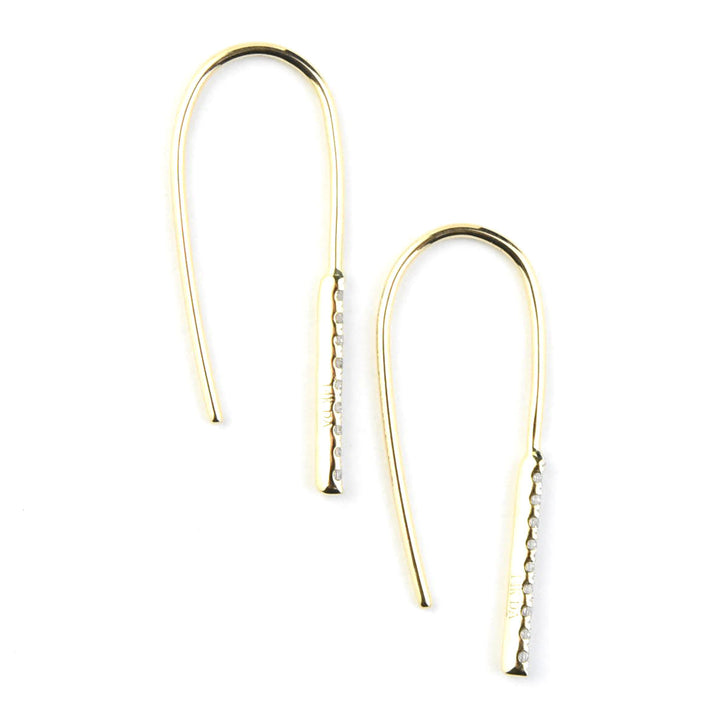 Minimalist Diamond Bar Drop Earrings in 14k Yellow Gold - Goldmakers Fine Jewelry