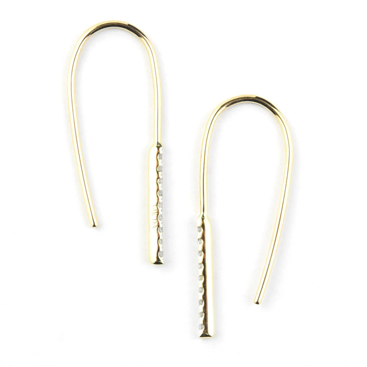 Minimalist Diamond Bar Drop Earrings in 14k Yellow Gold - Goldmakers Fine Jewelry