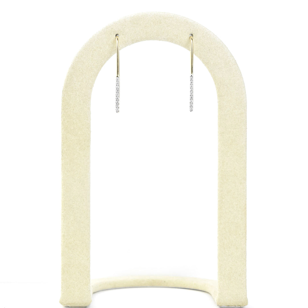 Minimalist Diamond Bar Drop Earrings in 14k Yellow Gold - Goldmakers Fine Jewelry