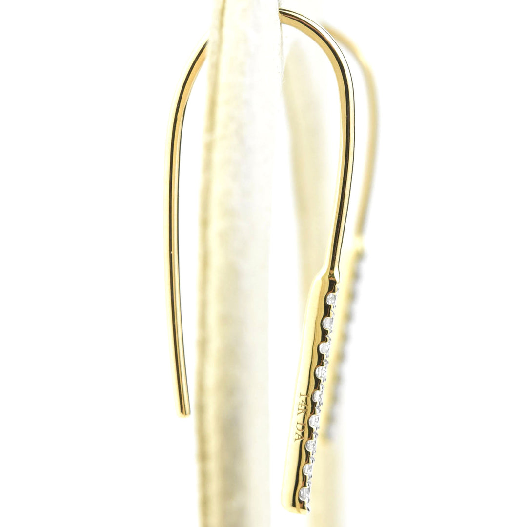 Minimalist Diamond Bar Drop Earrings in 14k Yellow Gold - Goldmakers Fine Jewelry