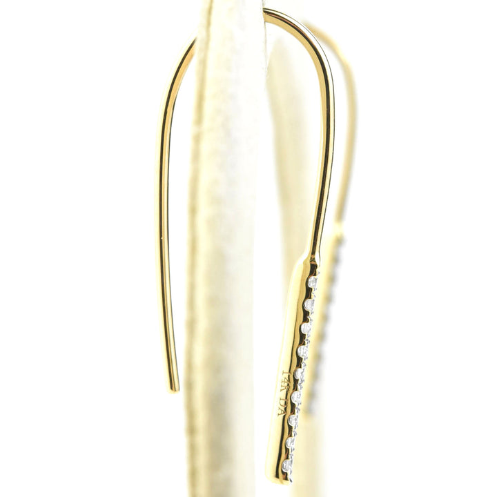 Minimalist Diamond Bar Drop Earrings in 14k Yellow Gold - Goldmakers Fine Jewelry