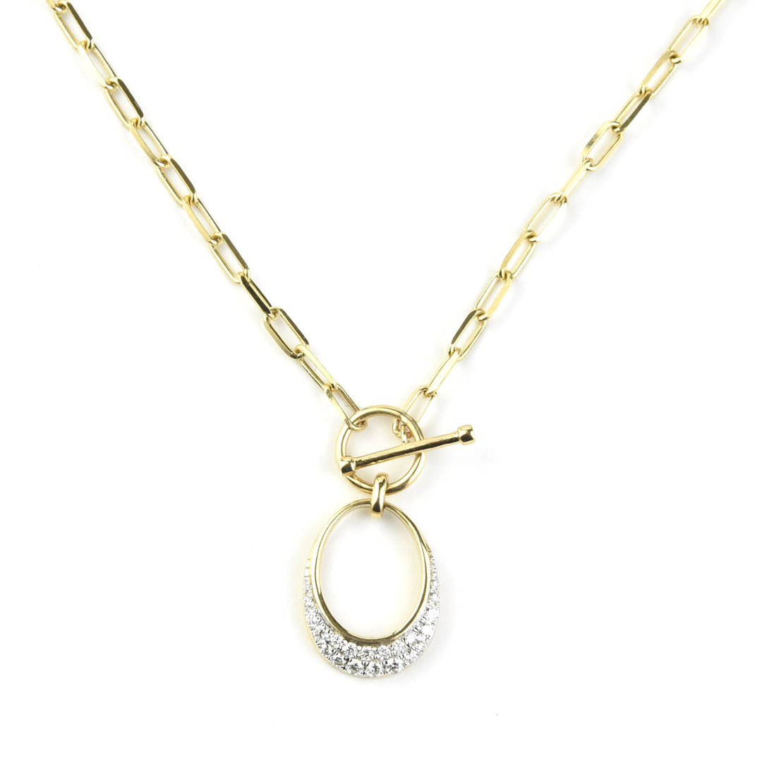 14k Yellow Gold Paper Clip Chain with Diamond Charm