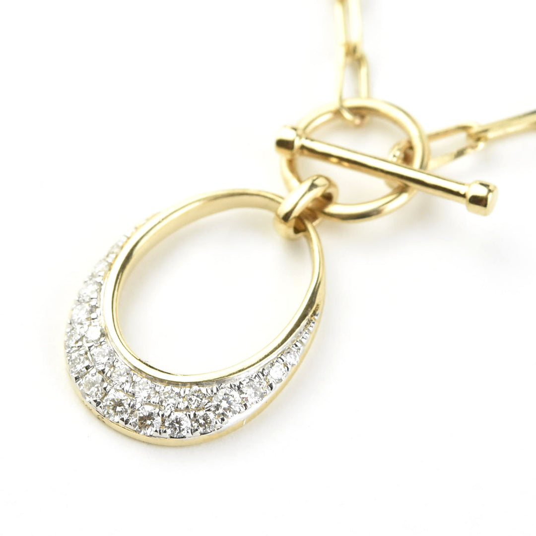 14k Yellow Gold Paper Clip Chain with Diamond Charm