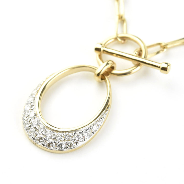 14k Yellow Gold Paper Clip Chain with Diamond Charm