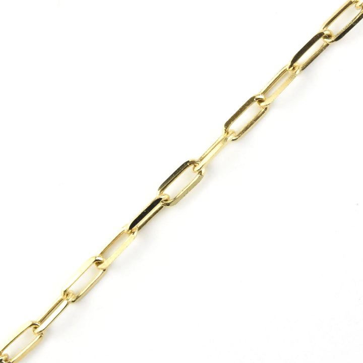 14k Yellow Gold Paper Clip Chain with Diamond Charm