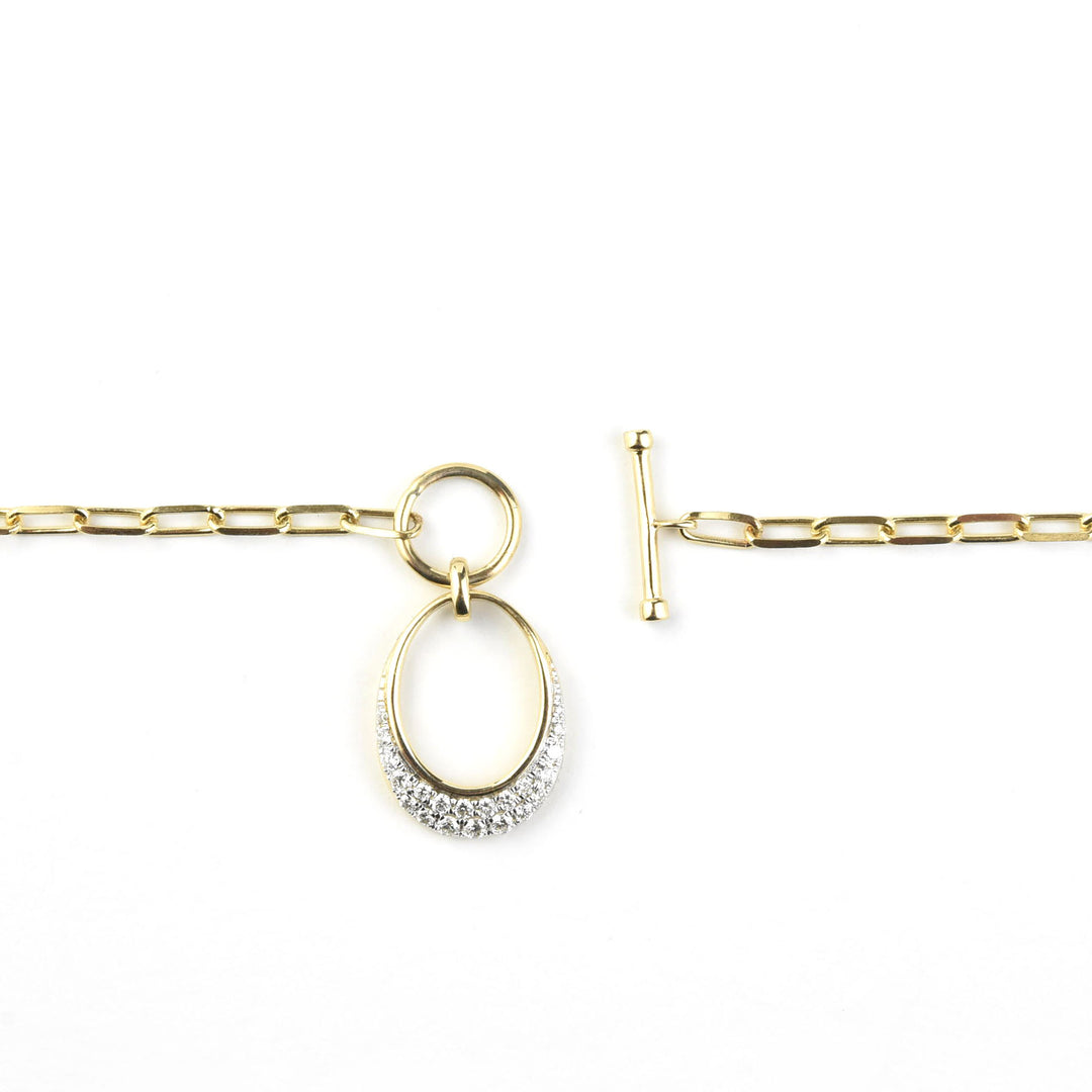 14k Yellow Gold Paper Clip Chain with Diamond Charm