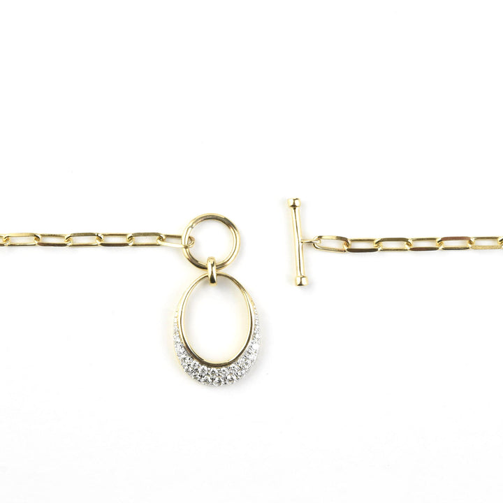 14k Yellow Gold Paper Clip Chain with Diamond Charm