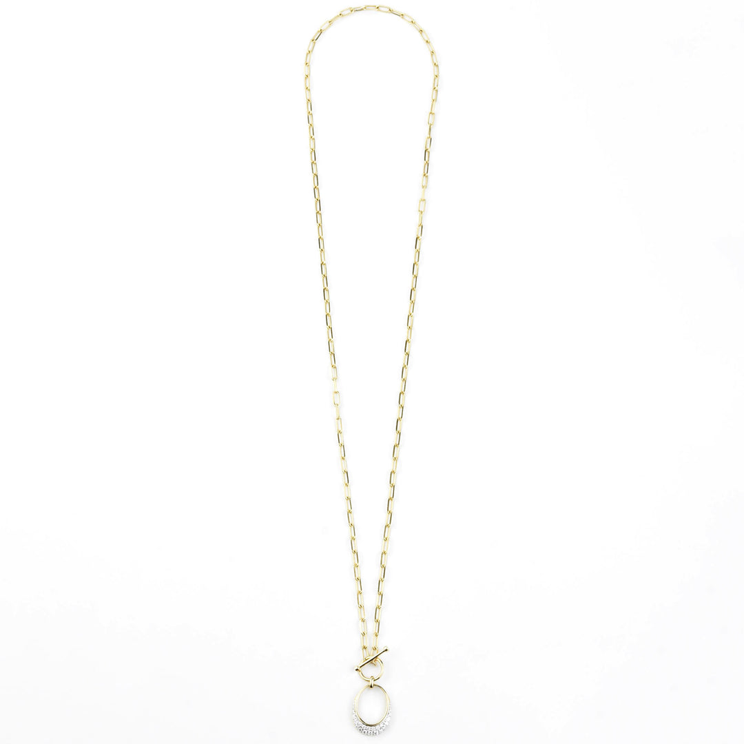14k Yellow Gold Paper Clip Chain with Diamond Charm