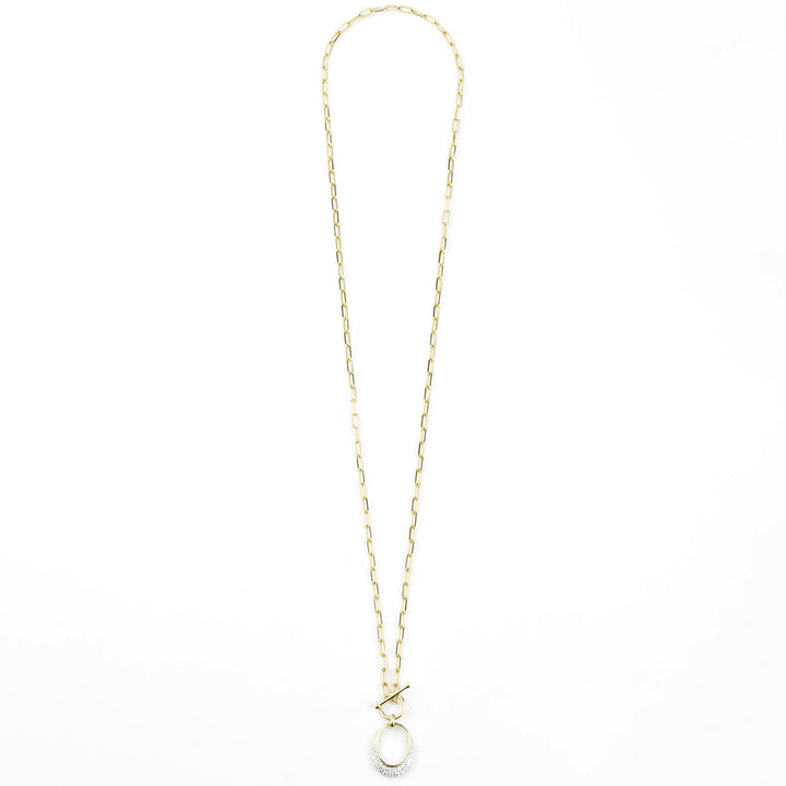 14k Yellow Gold Paper Clip Chain with Diamond Charm