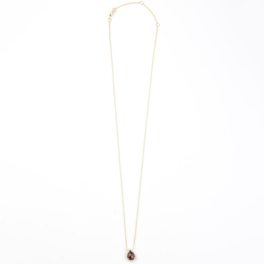 Teardrop Garnet Necklace in 14k Yellow Gold
