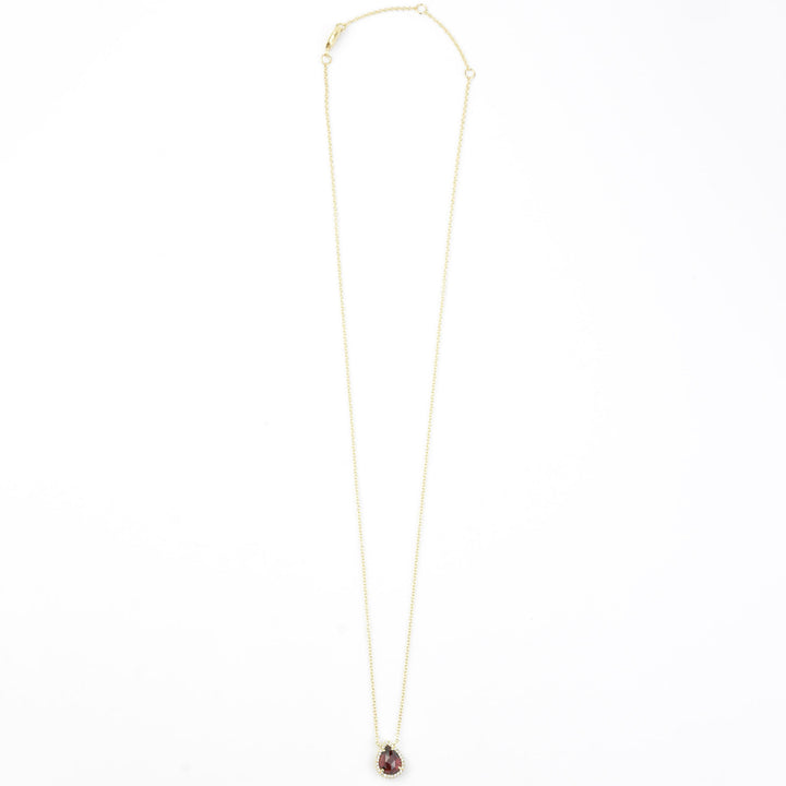 Teardrop Garnet Necklace in 14k Yellow Gold