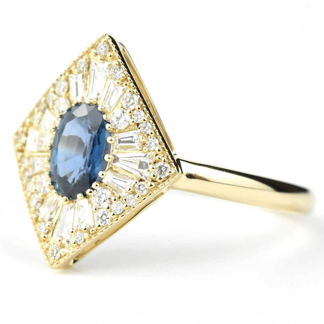 The Genevieve: Blue Sapphire & Diamond Engagement Ring