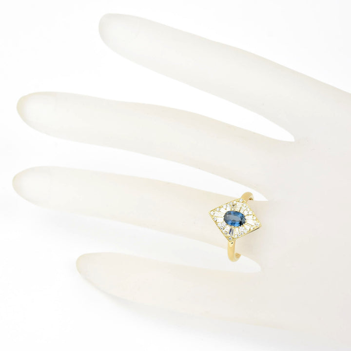 The Genevieve: Blue Sapphire & Diamond Engagement Ring