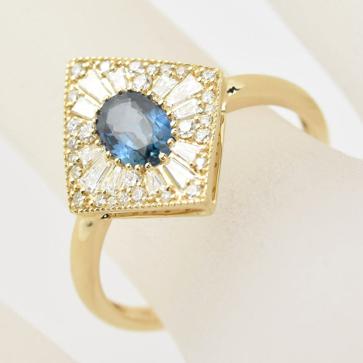 The Genevieve: Blue Sapphire & Diamond Engagement Ring