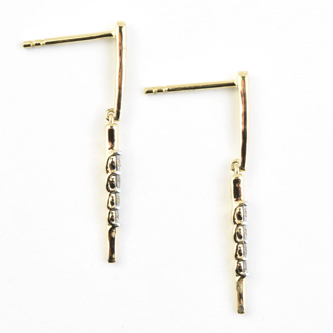 14k Yellow Gold and Diamond Icicle Earrings