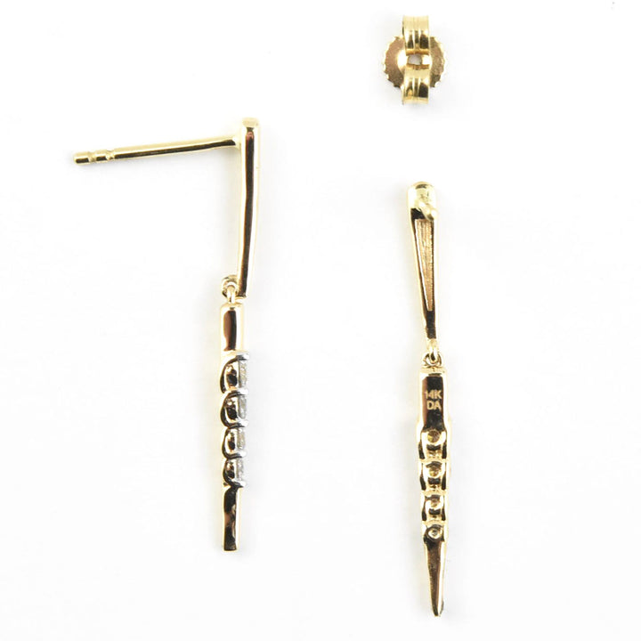 14k Yellow Gold and Diamond Icicle Earrings