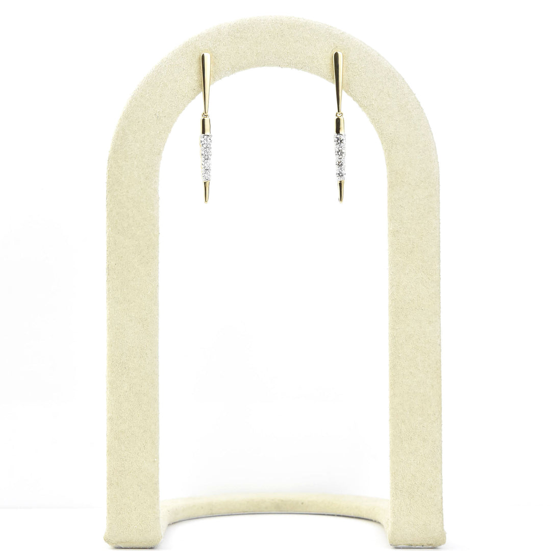 14k Yellow Gold and Diamond Icicle Earrings